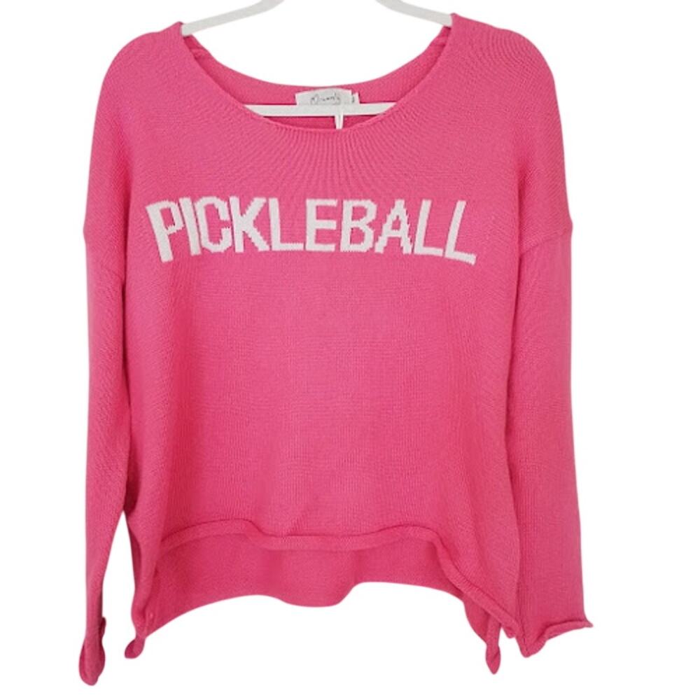 Miracle Pickleball Pink Ivory Knit Sweater Pullover Size S NWT